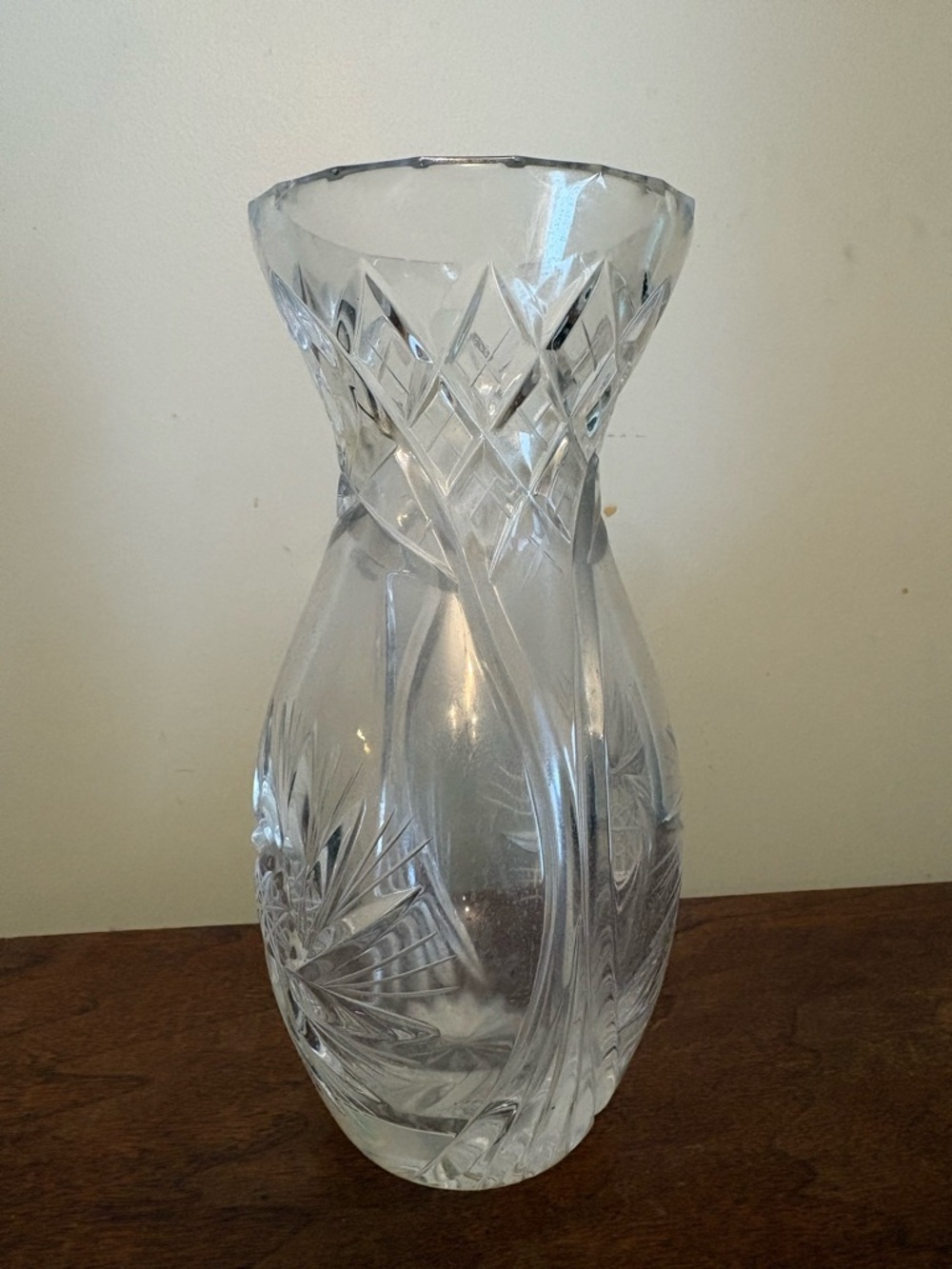 Crystal Cut Glass Vase - Clear